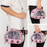Maxbell Hamster Carrier Bag Squirrel Large Transparent Window Guinea Pig Carrier Bag L Pink