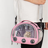 Maxbell Hamster Carrier Bag Squirrel Large Transparent Window Guinea Pig Carrier Bag L Pink