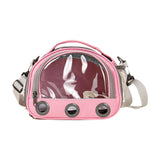 Maxbell Hamster Carrier Bag Squirrel Large Transparent Window Guinea Pig Carrier Bag S Pink
