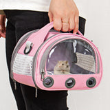 Maxbell Hamster Carrier Bag Squirrel Large Transparent Window Guinea Pig Carrier Bag S Pink