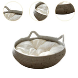 Maxbell Rope Woven Cat Bed Basket Grinding Claws Pet Supplies Wear Resistant Pet Bed with cushion