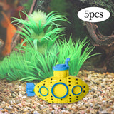 Maxbell 5 Pieces Mini Submarine Fish Tank Ornament Decorative Versatile Children Toy Yellow