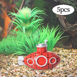 Maxbell 5 Pieces Mini Submarine Fish Tank Ornament Decorative Versatile Children Toy Red