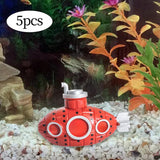 Maxbell 5 Pieces Mini Submarine Fish Tank Ornament Decorative Versatile Children Toy Red