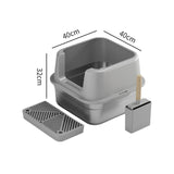Maxbell Cat Litter Box Stainless Steel Litter Container Bedpan Kitten Litter Pan gray