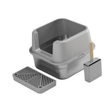 Maxbell Cat Litter Box Stainless Steel Litter Container Bedpan Kitten Litter Pan gray