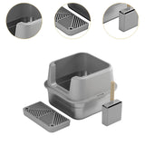 Maxbell Cat Litter Box Stainless Steel Litter Container Bedpan Kitten Litter Pan gray
