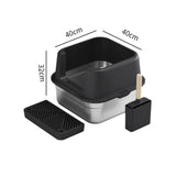 Maxbell Cat Litter Box Stainless Steel Litter Container Bedpan Kitten Litter Pan black