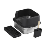 Maxbell Cat Litter Box Stainless Steel Litter Container Bedpan Kitten Litter Pan black