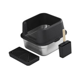 Maxbell Cat Litter Box Stainless Steel Litter Container Bedpan Kitten Litter Pan black