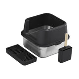 Maxbell Cat Litter Box Stainless Steel Litter Container Bedpan Kitten Litter Pan black
