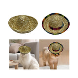 Maxbell Hand Woven Mini Straw Hat Lightweight Cute Dog Hat Breathable Straw Doll Hat No Colored Edging