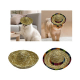 Maxbell Hand Woven Mini Straw Hat Lightweight Cute Dog Hat Breathable Straw Doll Hat No Colored Edging