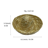 Maxbell Hand Woven Mini Straw Hat Lightweight Cute Dog Hat Breathable Straw Doll Hat No Colored Edging