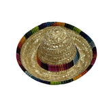 Maxbell Hand Woven Mini Straw Hat Lightweight Cute Dog Hat Breathable Straw Doll Hat Colored Edging