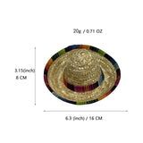 Maxbell Hand Woven Mini Straw Hat Lightweight Cute Dog Hat Breathable Straw Doll Hat Colored Edging