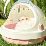 Maxbell Hamster Carry Case Cage Convenient Large for Hedgehog Vacation Small Animals pink