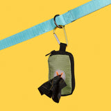 Maxbell Dog Poop Bag Holder Waste Bag Carrier Zippered Pouch for Travel Walking green