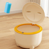 Maxbell Hooded Cat Litter Trash Bin with Garbage Bags Compact for Small Animals Cats Beige Yellow