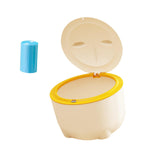 Maxbell Hooded Cat Litter Trash Bin with Garbage Bags Compact for Small Animals Cats Beige Yellow