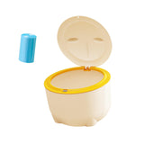 Maxbell Hooded Cat Litter Trash Bin with Garbage Bags Compact for Small Animals Cats Beige Yellow