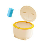 Maxbell Hooded Cat Litter Trash Bin with Garbage Bags Compact for Small Animals Cats Beige Yellow