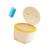 Maxbell Hooded Cat Litter Trash Bin with Garbage Bags Compact for Small Animals Cats Beige Yellow