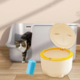 Maxbell Hooded Cat Litter Trash Bin with Garbage Bags Compact for Small Animals Cats Beige Yellow