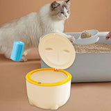 Maxbell Hooded Cat Litter Trash Bin with Garbage Bags Compact for Small Animals Cats Beige Yellow