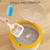 Maxbell Hooded Cat Litter Trash Bin with Garbage Bags Compact for Small Animals Cats Beige Yellow