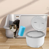 Maxbell Hooded Cat Litter Trash Bin with Garbage Bags Compact for Small Animals Cats White