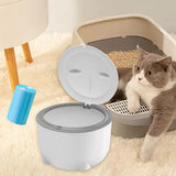 Maxbell Hooded Cat Litter Trash Bin with Garbage Bags Compact for Small Animals Cats White