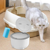 Maxbell Hooded Cat Litter Trash Bin with Garbage Bags Compact for Small Animals Cats White