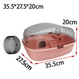 Maxbell Large Hamster Cage Rabbit Rats Transparent Hedgehog Portable Hamster Habitat Pink