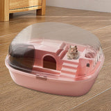 Maxbell Large Hamster Cage Rabbit Rats Transparent Hedgehog Portable Hamster Habitat Pink