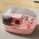 Maxbell Large Hamster Cage Rabbit Rats Transparent Hedgehog Portable Hamster Habitat Pink