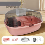 Maxbell Large Hamster Cage Rabbit Rats Transparent Hedgehog Portable Hamster Habitat Pink