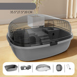 Maxbell Large Hamster Cage Rabbit Rats Transparent Hedgehog Portable Hamster Habitat Gray