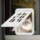 Maxbell Pet Screen Door for Doors and Wall Doggy with Screws 2 Ways Locking Cat Door L White