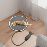 Maxbell Cat Scratcher Mat with Fishy Ball Toy Horizontal for Floor Couch Indoor Cats M black