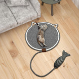 Maxbell Cat Scratcher Mat with Fishy Ball Toy Horizontal for Floor Couch Indoor Cats M black