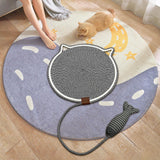 Maxbell Cat Scratcher Mat with Fishy Ball Toy Horizontal for Floor Couch Indoor Cats M black