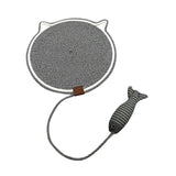 Maxbell Cat Scratcher Mat with Fishy Ball Toy Horizontal for Floor Couch Indoor Cats M black