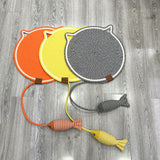 Maxbell Cat Scratcher Mat with Fishy Ball Toy Horizontal for Floor Couch Indoor Cats M black