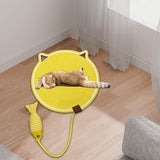 Maxbell Cat Scratcher Mat with Fishy Ball Toy Horizontal for Floor Couch Indoor Cats M yellow