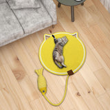 Maxbell Cat Scratcher Mat with Fishy Ball Toy Horizontal for Floor Couch Indoor Cats M yellow