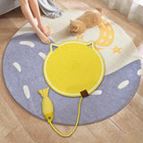 Maxbell Cat Scratcher Mat with Fishy Ball Toy Horizontal for Floor Couch Indoor Cats M yellow