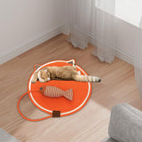 Maxbell Cat Scratcher Mat with Fishy Ball Toy Horizontal for Floor Couch Indoor Cats M orange