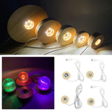 Maxbell LED Wood Display Base for 3D Glass Ball Arts Light Display Base for Kids Home Colorful