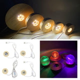 Maxbell LED Wood Display Base for 3D Glass Ball Arts Light Display Base for Kids Home Colorful